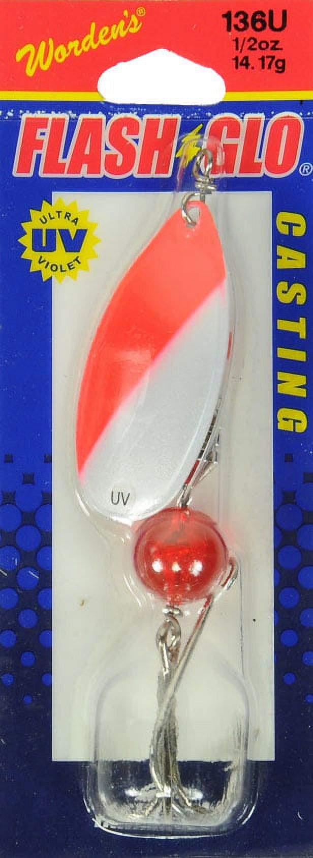 (2 pack) Yakima Bait Flash Glo Casting Spinner, 1/2 oz, Red and White