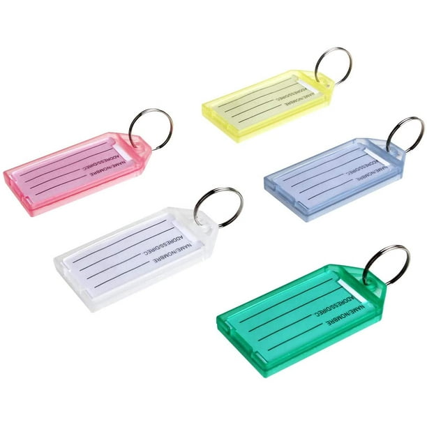 Étiquettes de porte-clés en plastique coloré assorties avec un paquet d' étiquettes de 10 bleus
