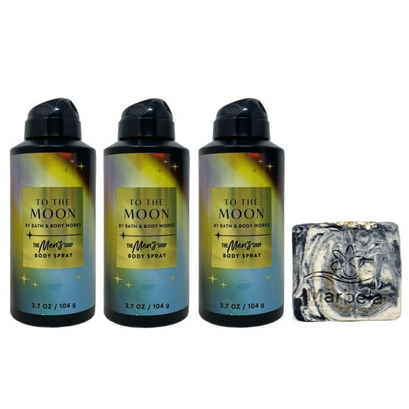 Bath & Body Works The Men's Shop To The Moon 3 Pack Body Spray Bundle with a Charcoal Scrub Bar Soap - Full Size