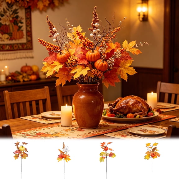 cpengpj Realistic 15.7", Artificial Multicolor Maple Plastic, Home Decor for Wedding Bouquet and Halloween Centerpiece Photography/Event Backdrop