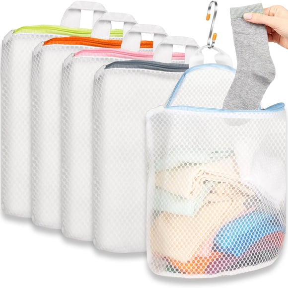 Bolsa de lavandería para colgar calcetines, 5 unidades, con ganchos en forma de S, 5 colores