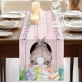 thumbnail image 3 of Table Runners 90 Inches Long Dress Scarves, Easter Bunny Farmhouse Coffee/Dining/Kitchen Table Runner for Living Room, Eggs Cute Rabbit Pink Wooden Grain Farm 13x90 Inch, 3 of 9