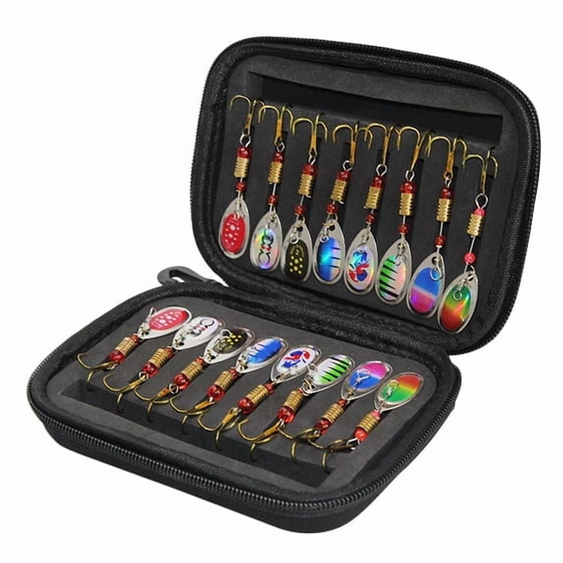 HAHA.PPCC 16pcs Fishing Spoons Lures Metal Baits Set for Trout Bass Casting Spinner Fishing Bait with Storage Bag Case