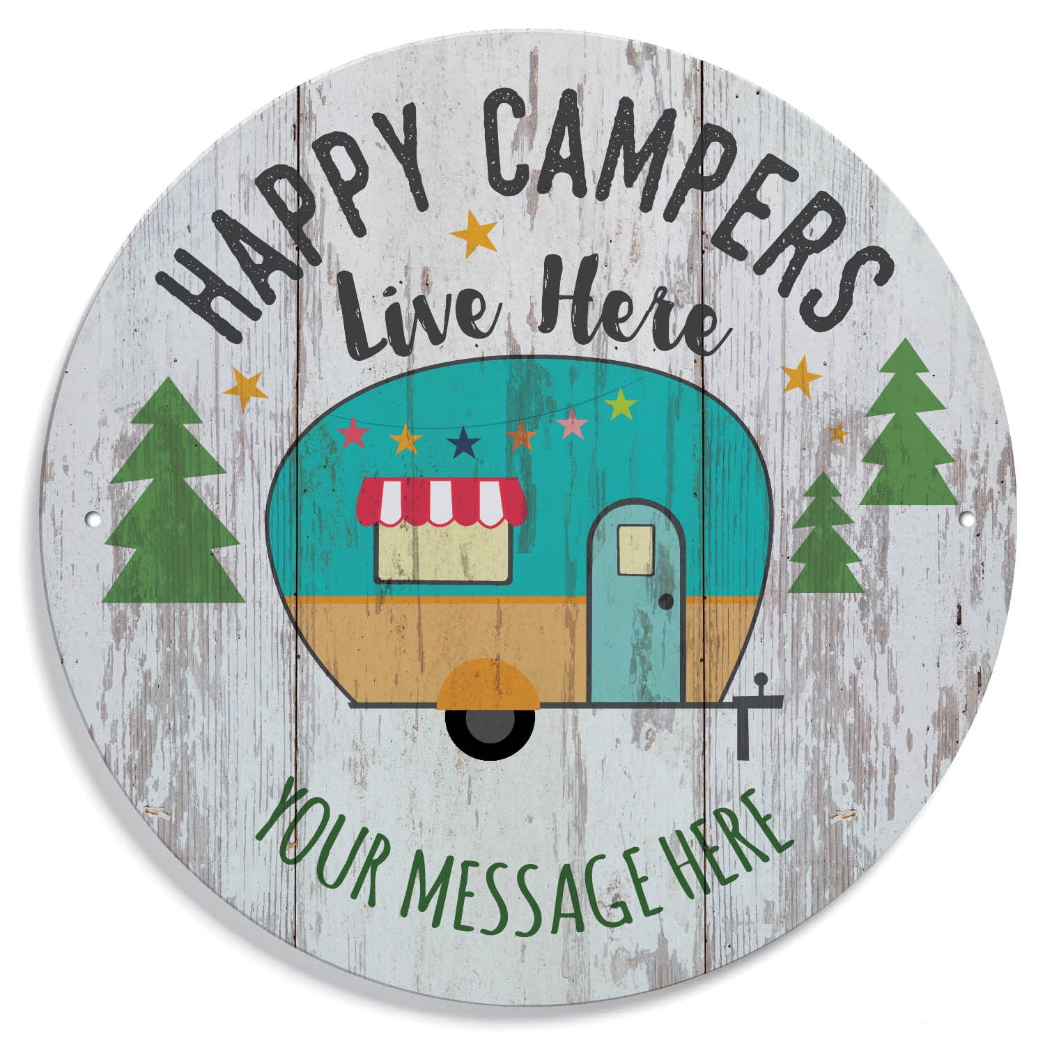 Happy Campers Live Here Personalized Tin Sign