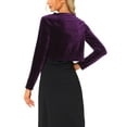 thumbnail image 3 of INSPIRE CHIC Women's Sweaters Knit Velvet Open Front Long Sleeves Shrug Cropped Cardigan S Purple, 3 of 6