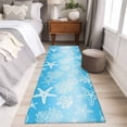 thumbnail image 3 of Marine Life Runner Rugs 2x6 ft Starfish Shell Coral Gradient Blue Ocean Washable Hallway Rugs Non-Slip Floor Mats Absorbent Carpet Bedside Runners for Bedroom Kitchen Bathroom Laundry Room, 3 of 9
