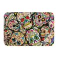 thumbnail image 1 of Felpudo colorido con flor de calavera de azúcar para el hogar, decoración del Día de los muertos mexicana, alfombrilla antideslizante para el suelo de la cocina, alfombra para pasillo, 1 of 5