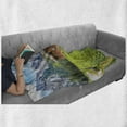 thumbnail image 5 of Alps Soft Flannel Fleece Throw Blanket, Wooden House on Mountain Valley Meadow Swiss Hiking Panorama, Cozy Plush for Indoor and Outdoor Use, 50" x 70", Lime Green Purple Grey, by Ambesonne, 5 of 5