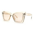 thumbnail image 5 of Womens Oversized Rectangle Cat Eye Plastic Retro Mod Minimal Sunglasses All Peach, 5 of 8