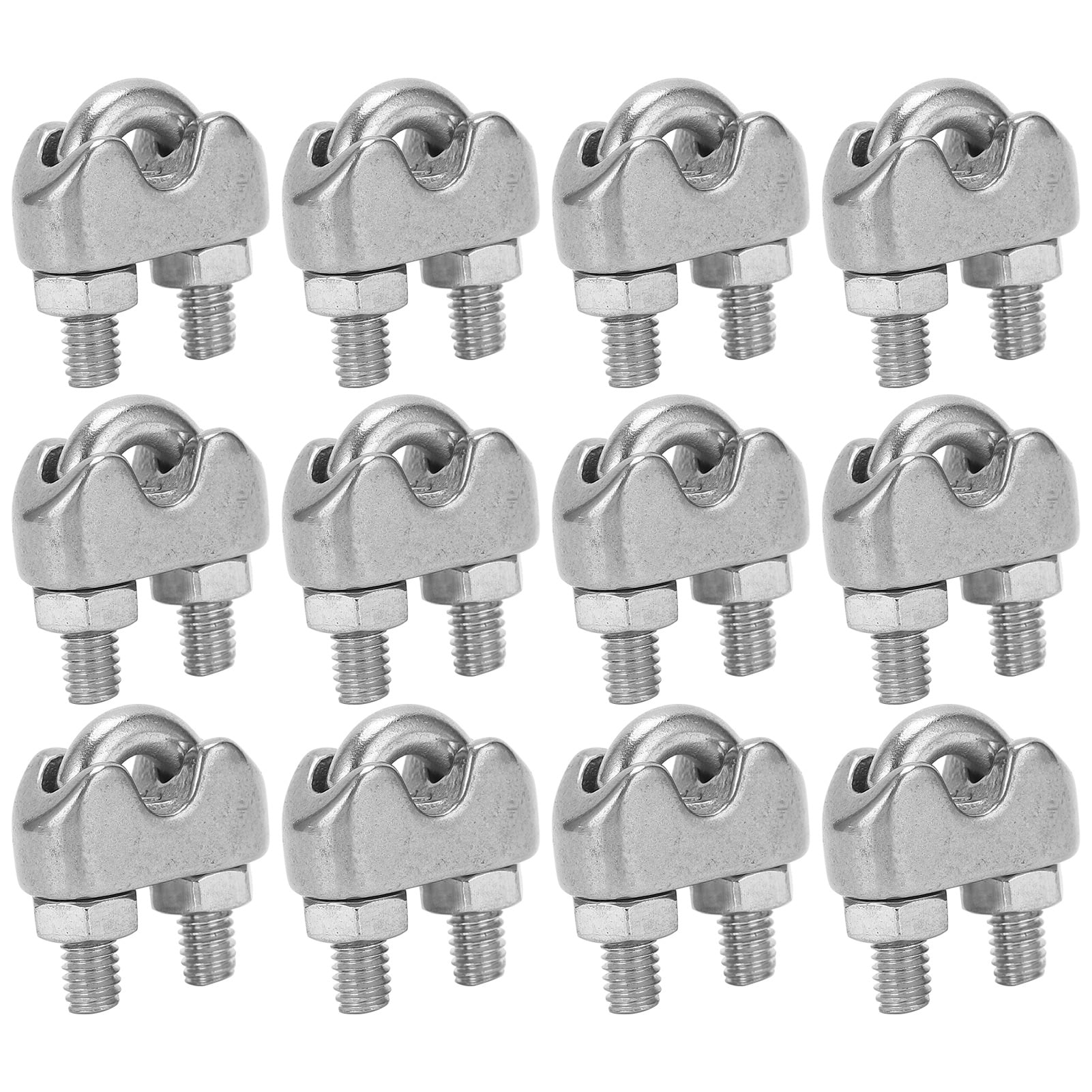 Cable Wire Rope Cable Clip Clamp Stainless Steel U Bolts Saddle Clamp 12pcs 1/8 Inch M3 Wire Rope Cable Clip Used for Wire Rope