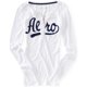 thumbnail image 1 of Aeropostale Womens Script Henley Shirt, Blanco, Grande Aeropostale henley, 1 of 1