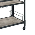 thumbnail image 3 of Metal Framed Serving Cart with Wooden Shelves with Wine Bottle Holder, Brown and Gray, 3 of 3