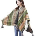 thumbnail image 2 of Womens Shawls Soft And Comfortable Knitted Sweater Tops Shawl Tassel Fringed Wraps Matching Cardigan Sweater Irregular Hem Splicing Colourful Sweater Cardigan Scarf, 2 of 4