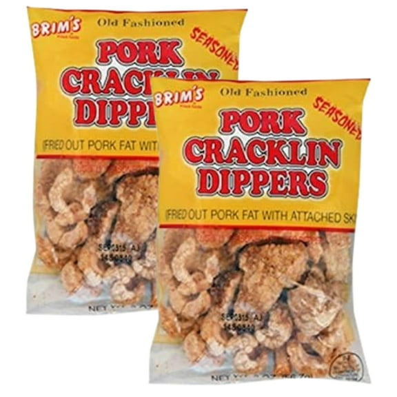 Delicious Seasoned Pork Cracklin Dippers with Red Pepper Seasoning 1.75 oz Bags for Snacking Home Kitchen Pantry Staple Office Movie Night Travel BBQ Picnic Camping Snacks Gift Supplies - Pack of 2