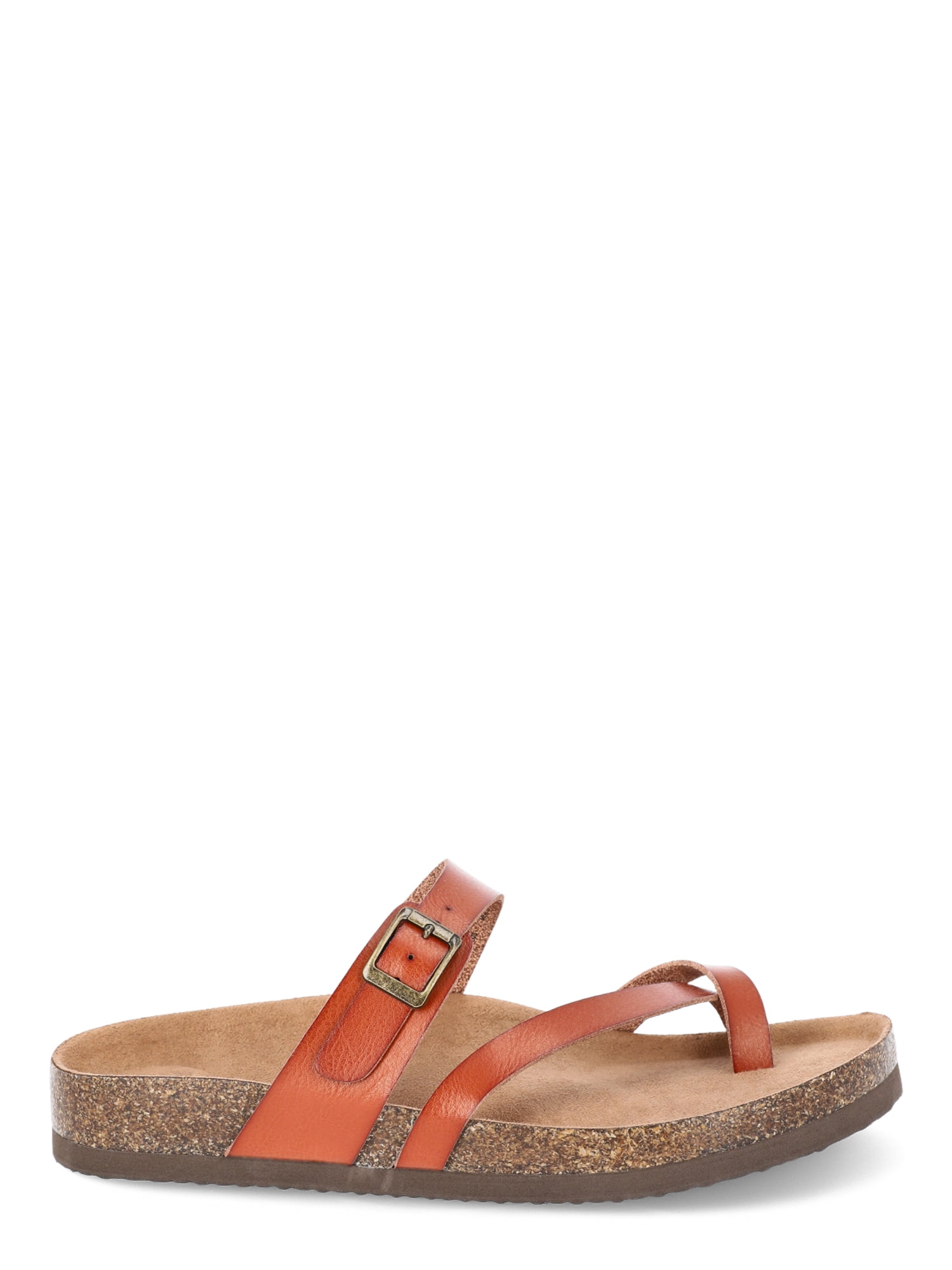 Time and Tru Women's Asymmetric Strap Footbed Sandals, Wide Width Available