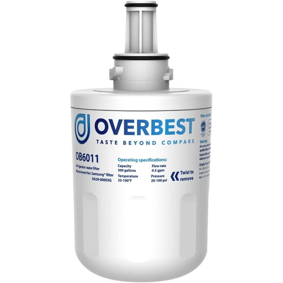 Overbest OB6011 Refrigerator Water Filter, Replacement for Samsung® DA29-00003G, DA29-00003B, DA29-00003A, Aqua-Pure Plus, HAFCU1