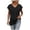Black, variant on Women's Summer Fashion Casual V Neck Low Neckline Short Sleeved Solid Color Printed Loose T Shirt Top, S,
