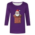 thumbnail image 5 of Fashion Fall Saving LiMoi Women's Round Neck Christmas Blouse with 3/4 Sleeve and Cheerful Holiday Santa Pattern Tees Tshirts Tops Shirts My Items, 5 of 5