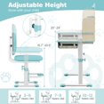 thumbnail image 2 of Kids Desk and Chair Set, Height Adjustable Children School Study Table and Chair Set w/Tilt Desktop, Storage Drawer Hutch, Pen Holder, Student Writing Table, Desk for Kids Boys Girls (Blue), 2 of 16