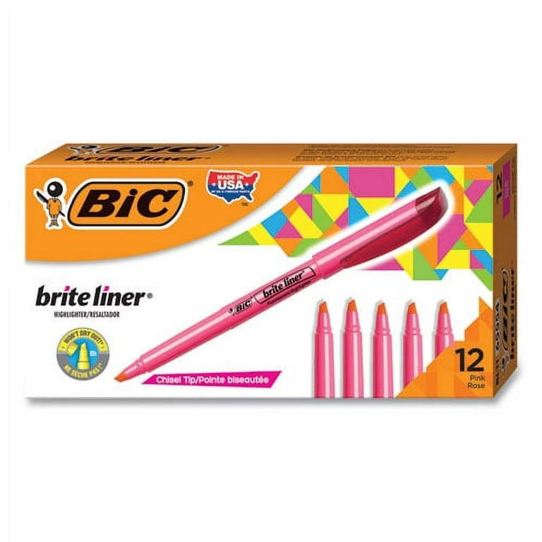 Brite Liner Highlighter, Fluorescent Pink Ink, Chisel Tip, Pink/Black Barrel, Dozen Brite Liner Highlighter, Fluorescent Pink Ink, Chisel Tip, Pink/Black Barrel, Dozen