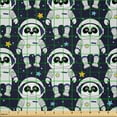 thumbnail image 2 of Ambesonne Space Fabric by the Yard Microfiber, Panda Astronauts and Stars, 5 Yards, Indigo White and Orange, 2 of 2
