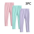 thumbnail image 2 of HAOTAGS 3 Pack Girls Cotton Leggings,High Waist Solid Color Casual Soft Leggings for Girls Clothes Purple 10 Years, 2 of 9