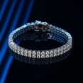 thumbnail image 2 of 3mm Two Rows Moissanite Tennis Bracelets Round Cut D Color VVS1 Clarity Diamond Bracelets for Women S925 Sterling Silver Bracelets（6-9 inchs）, 2 of 9