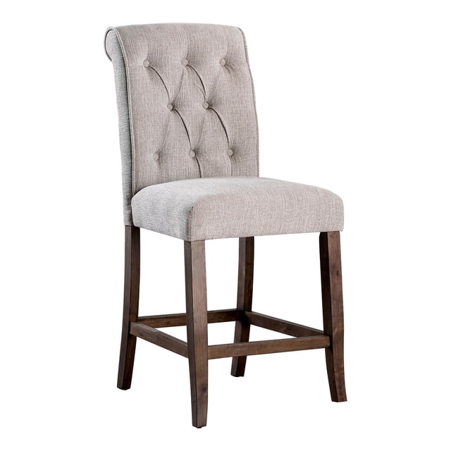 Furniture of America Landon Chaises de Pub Capitonnées en Tissu, Beige (Ensemble de 2)