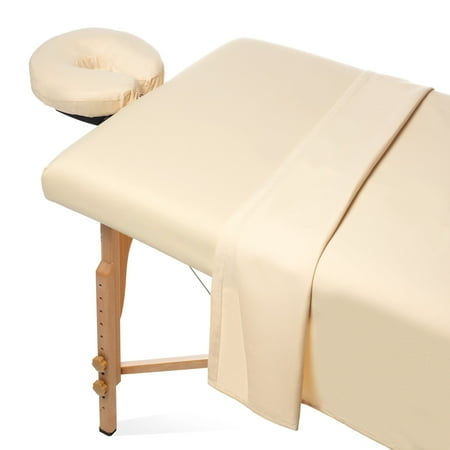 - Saloniture 3-Piece Microfiber Massage Table Sheet Set - Premium Facial Bed Cover - Includes Flat and Fitted Sheets with Face Cradle Cover - Natural
