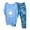 Blue, variant on Plus Size Two Piece Outfits Summer Set for Women Casual Cotton Linen Set Half Sleeve Loose Oversized T Shirts Joggers Pants Tracksuits