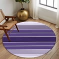 thumbnail image 3 of Purple Ombre Stripe Round Area Rug 6 FT, Non Slip Bedroom Rugs, Farmhouse Striped Gradient Washable Soft Circular Carpet Non-Shedding Floor Mat for Kitchen Dining Room Home Office Kids Room, 3 of 8