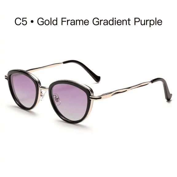 Cat Eye Polarized Sunglasses for Men Women, UV400 Protection TAC Lens Trendy Metal Frame Sun Glasses for Driving Travel Street Style