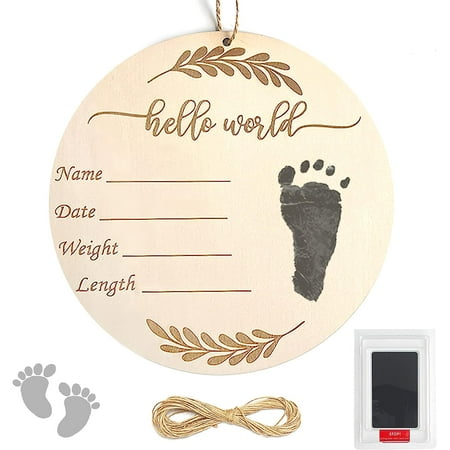 

FRCOLOR 1 Set Baby Milestone Sign Wooden Monthly Card Newborn Announcement Sign with Lanyard Ink Pad Pen