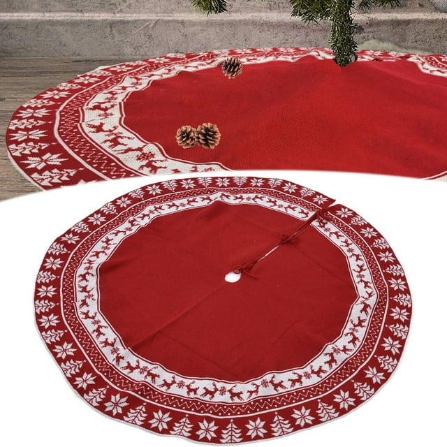 Xmas Tree Base Cover, Perfect Decoration Christmas Tree Mat Acrylic Fiber For Shopping Malls For Living Room For Squares Red