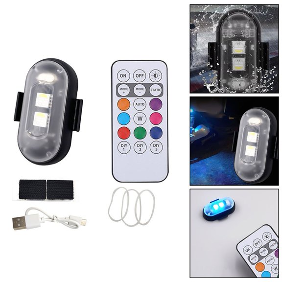 Wireless Remote Control Strobe Light LED 7 Colors Car Motorcycle