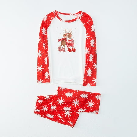 

DAETIROS Comfy Two-piece Home Warm Cute Pajamas Beach Christmas Mom Set Parent-child clothing Red