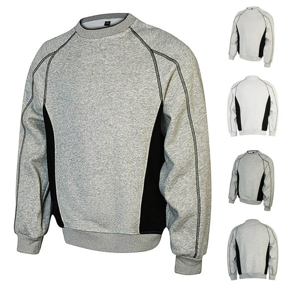 Fengqque Men's Casual Classic Vintage Blouse Long Sleeve Raglan Henley Shirts Colour Block Baseball Active T-Shirt Tee White XL(XL)