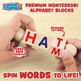 thumbnail image 3 of Creative Kids Wooden Reading Blocks - Set of 5 Spinning Alphabet Blocks w/ Easy-Grip Handles - Kindergarten Preschool Learning Activities Letter Work - Wooden Montessori Toys Gifts for Kids Toddlers, 3 of 6