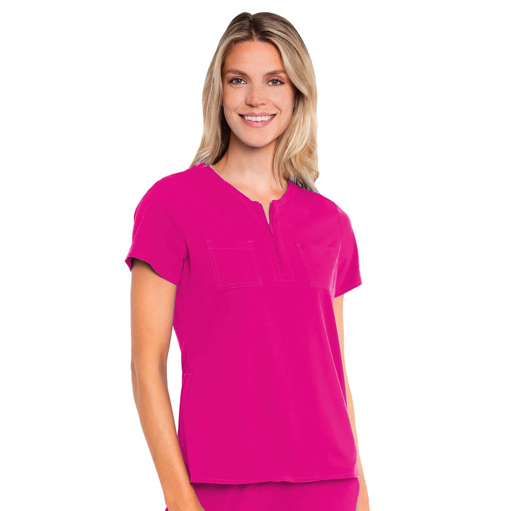 Med Couture Med Couture Peaches Women’s Zip Neck Scrub Top Walmart