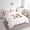 thumbnail image 2 of Erosebridal Initial Alphabet M 7-Piece Twin Bedding Sets,Princess Bowknot Wild Cheetah Pattern Bedding Comforter Set For Bowtie Girls,Reversible, 2 of 7