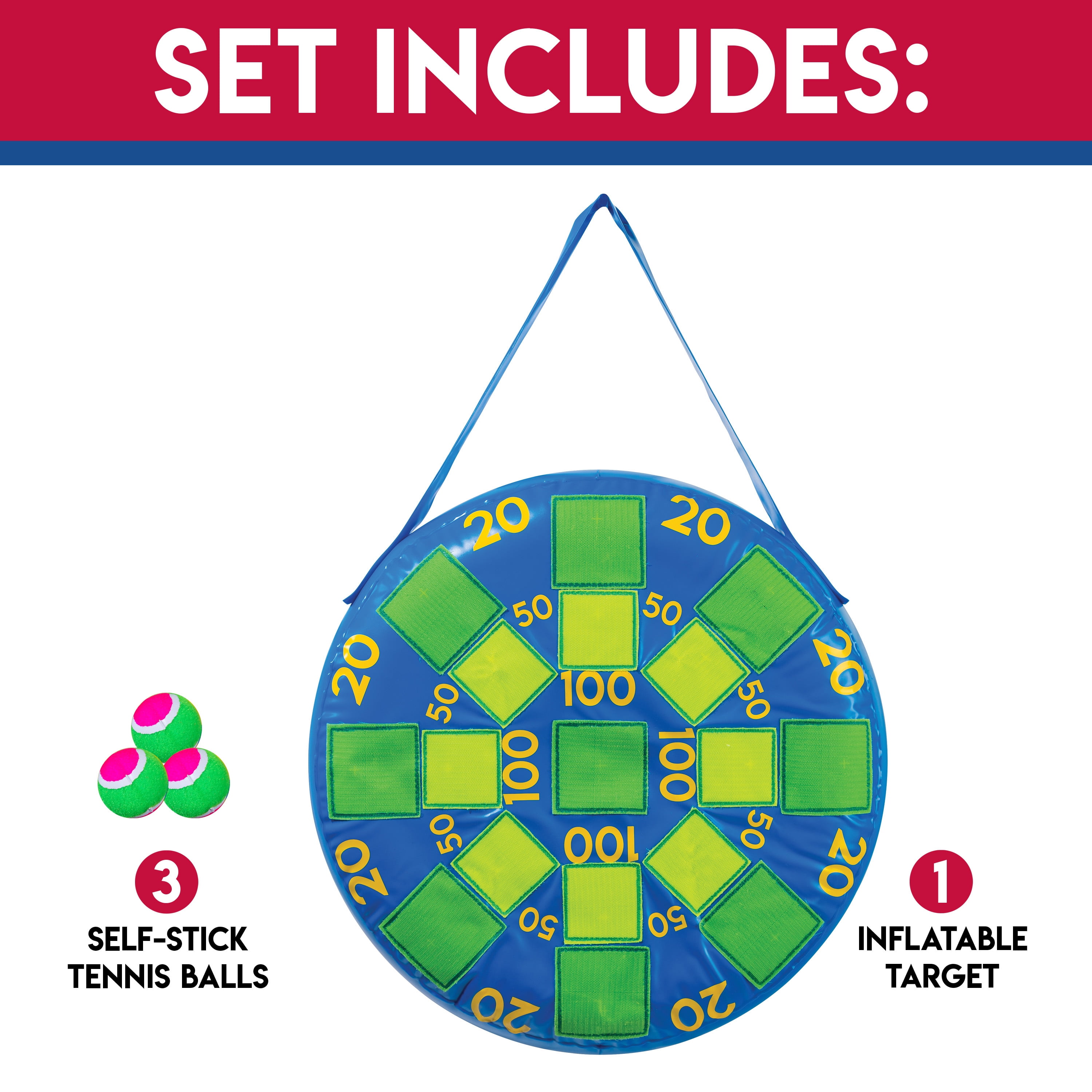 Franklin Sports 20√¢¬Ä¬ù Inflatable Dart Ball Board w/ Tennis Ball Self-Stick for up to Multiplayers
