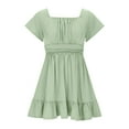 thumbnail image 5 of AUNVITO Girls Summer Tie Back Dress Back Bow Ruffle Sleeve Swing Hem Dress Party Princess Outfit, 5 of 9