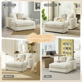 thumbnail image 6 of Muumblus Oversized Lounge Chair with Ottoman, Cloud Accent Reading Armchair for Living Room, White Chenille, 6 of 9
