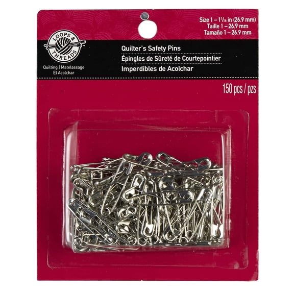 12 Packs: 150 ct. (1,800 total) 1 1/16" Quilter's Safety Pins by Loops & Threadsâ„¢