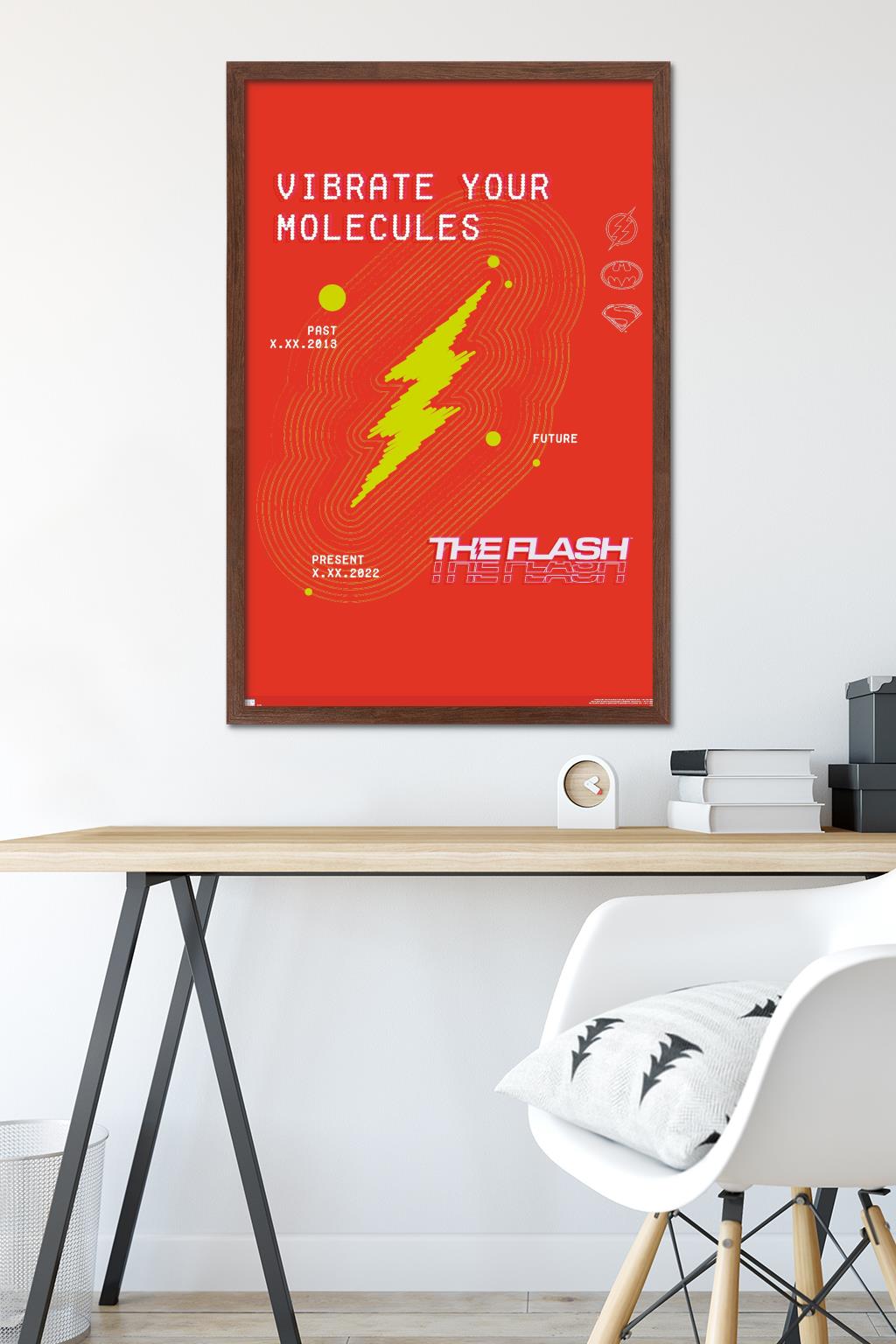 DC Comics Movie The Flash - Vibrate Your Molecules Wall Poster, 22.375" x 34" Framed
