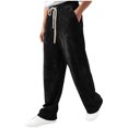 thumbnail image 5 of Havenre Mens Corduroy Casual Pants Fashion Loose Fit Wide Leg Pants Straight Sweatpants Elastic Waist Drawstring Jogger Sweat Pants with Pockets Black L, 5 of 10