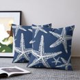 thumbnail image 2 of Pillow Covers 18x18 Set of 2, Navy Blue Starfish Throw Pillow Covers Decorative Couch Cushion Cover, Summer Coastal Nautical Ocean Classic Microfiber Soft Pillowcases for Bedroom Living Room Sofa, 2 of 9