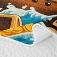 thumbnail image 5 of meiyoeat Playful Pirate Scene Twin Quilt Set,Vintage Ocean Ship Treasure Twin Coverlet Set For Boys,Multicolor Beige,2pcs,1 Bedspread and 1 Pillowcase, 5 of 7