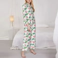 thumbnail image 2 of KLL Lotus Flower Print Women's Long Sleeve Pajamas with Pants Sleepwear Loungewear 2 Set-Small, 2 of 8