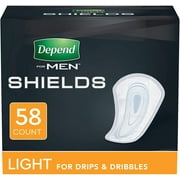 Depend Incontinence Shields for Men, Light Absorbency, 58 Count, Packaging May Vary